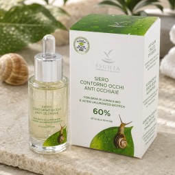 Siero contorno occhi anti occhiaie 60% Bava 15 ml - Bava di Lumaca Bio e Acido Jaluronico Biotech