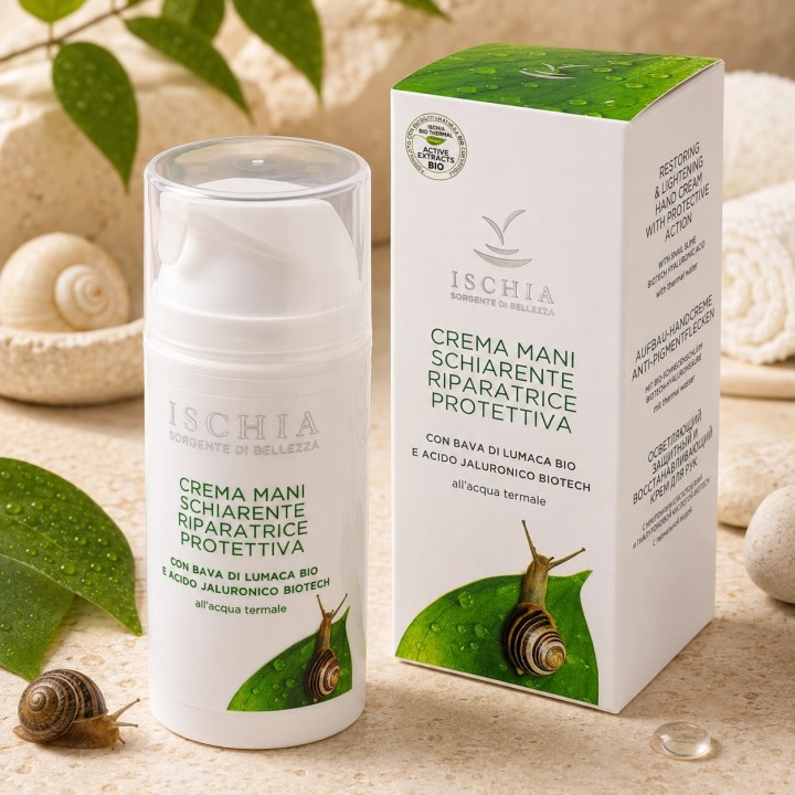 Crema mani schiarente riparatrice protettiva 100 ml - Bava di Lumaca Bio e Acido Jaluronico Biotech